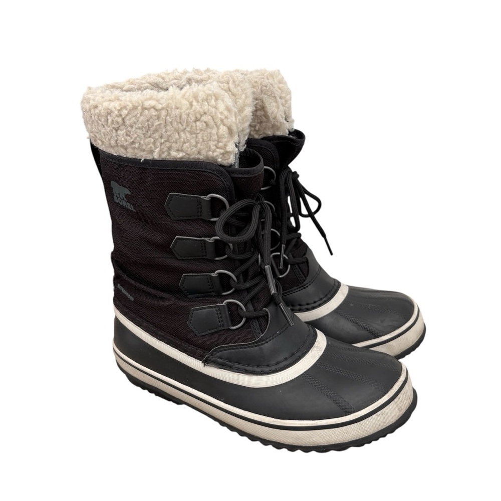 Sorel Winter Carnival Black Lace-Up Snow Waterproof Boots Outdoors Active Size 7